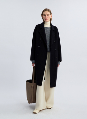 LIAC ROC100%羊毛大衣女2025秋冬中长款韩系高级感宽松毛呢外套