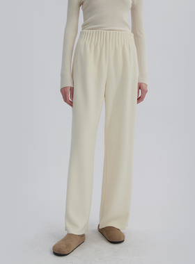 LIAC ROC2025新款气质纯色休闲裤秋冬女高腰百搭运动松紧腰长裤子