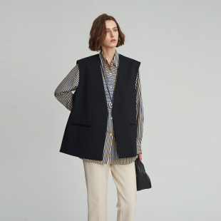 羊毛老钱风马甲外套女廓形宽松箱式 2025秋季 V领背心 ROC LIAC