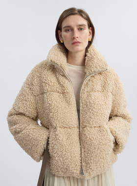 LIAC ROC冬季新款泰迪绒短款白鸭绒羽绒服女面包服