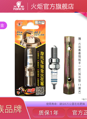 火炬摩托车火花塞铱金A7RIU B7RIU A7TC B7TC D8TC专用100踏板125