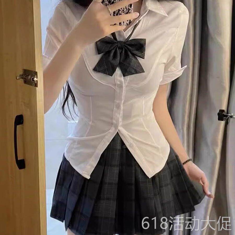 原创39cm秋田立中jk制服格裙日系正版夏季套装辣妹收腰衬衫半身裙