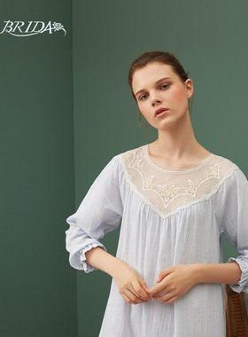 【微瑕疵捡漏】CA BRIDA嘉德丽亚睡裙女棉中长裙圆领甜美家居服