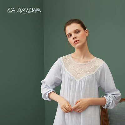 【微瑕疵捡漏】CA BRIDA嘉德丽亚睡裙女棉中长裙圆领甜美家居服