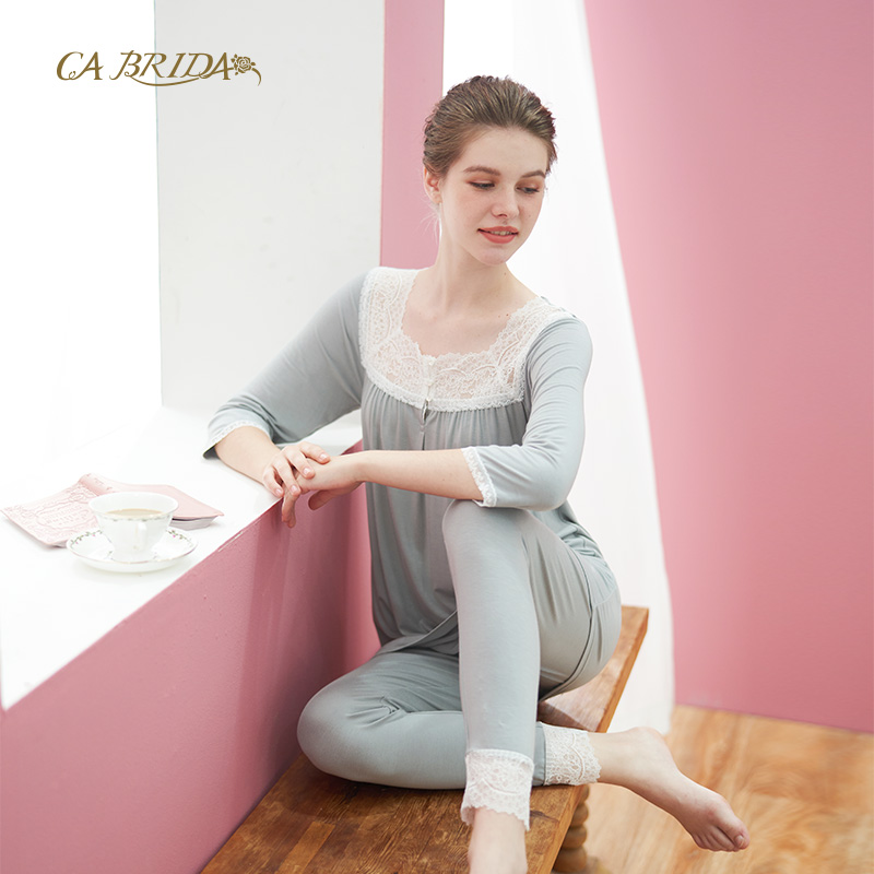 【奥莱瑕疵】CABRIDA/嘉德丽亚蕾丝家居服睡衣套装CLS4T205AB1