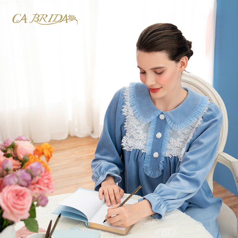 【微瑕疵捡漏】CA BRIDA嘉德丽亚睡裙女棉绒复古优雅保暖902C