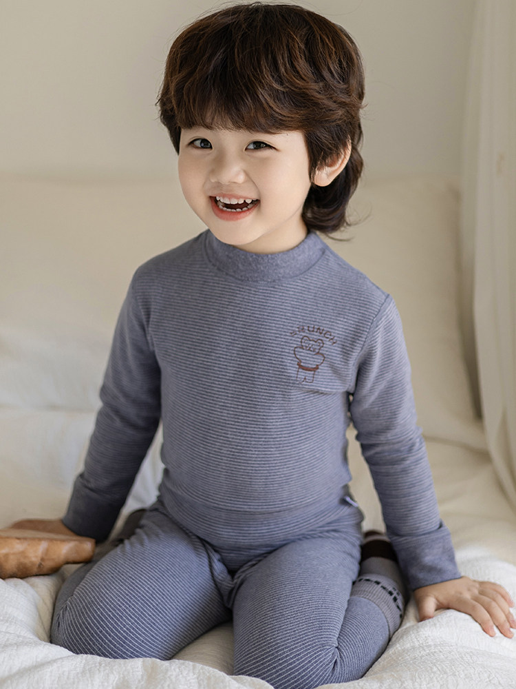 儿童德绒保暖内衣内搭打底衫线衣套装冬季男童秋衣秋裤加绒半高领