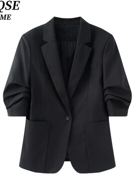 艾诺丝旺京官方旗舰店2026春季新款七分袖时尚休闲西服外套女1337