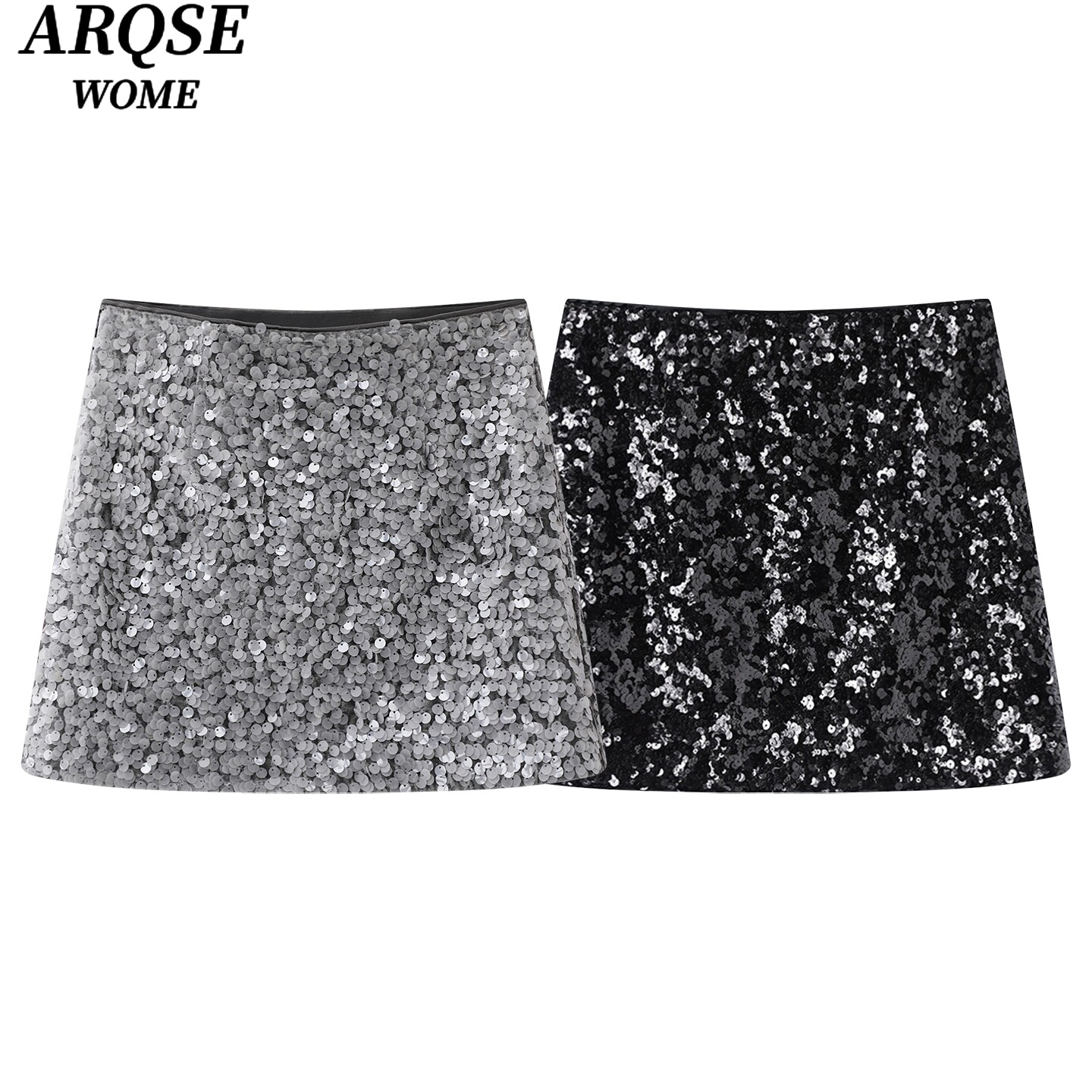 艾诺丝半身裙灰色A字短裙亮片裙