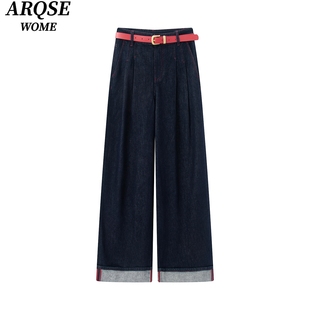 艾诺丝旺京官方旗舰店2026春季新品高腰直通阔腿裤牛仔裤显瘦1150