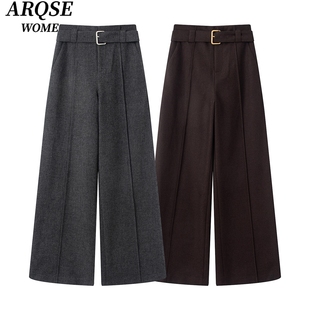 艾诺丝旺京官方旗舰店2025秋新款高腰百搭直筒阔腿休闲裤长裤6217