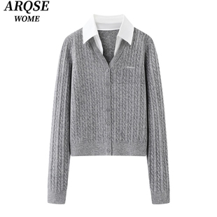 艾诺丝旺京官方旗舰店2026春季新休闲假两件针织衫毛衣上衣女1150