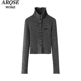 艾诺丝旺京官方旗舰店2025秋冬新休闲高领针织开衫毛衣外套女4171