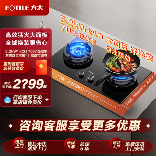 [新品]方太燃气灶TF36B煤气灶台双灶家用联动天然气官方正品