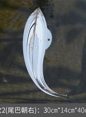 墙面不锈钢鱼雕塑金属镜面水景水池鱼群摆件别墅酒店庭院池塘装饰