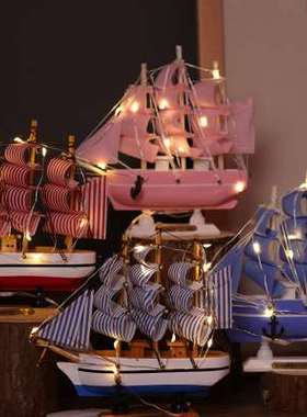 一帆风顺帆船摆件实木工艺品木船模型送男友闺蜜生日礼物特别实用