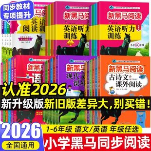 2026新黑马阅读一二三四五六年级AB版现代文课外阅读小学语文新黑马阅读英语听力阅读理解专项训练书听力拓展训练鹰眼阅读人教版