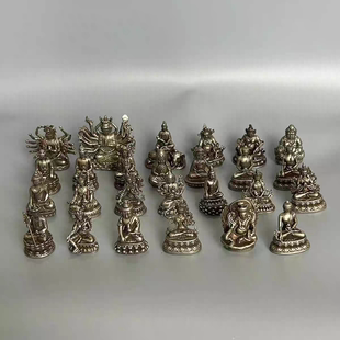 纯铜白铜实心千手观音佛像 各种小佛像 摆件背光佛古玩仿古财神