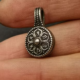 藏式利马铜挂件吊坠藏式文玩白铜卡子侧挂金刚铃四臂观音佛珠配饰