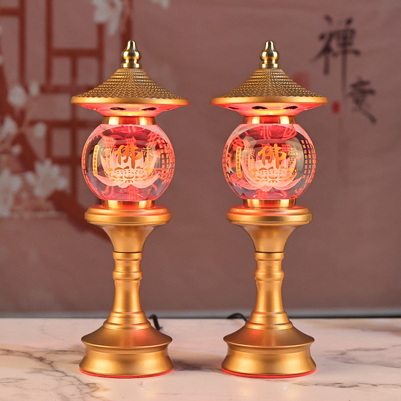 莲花灯佛供灯水晶led七彩佛堂