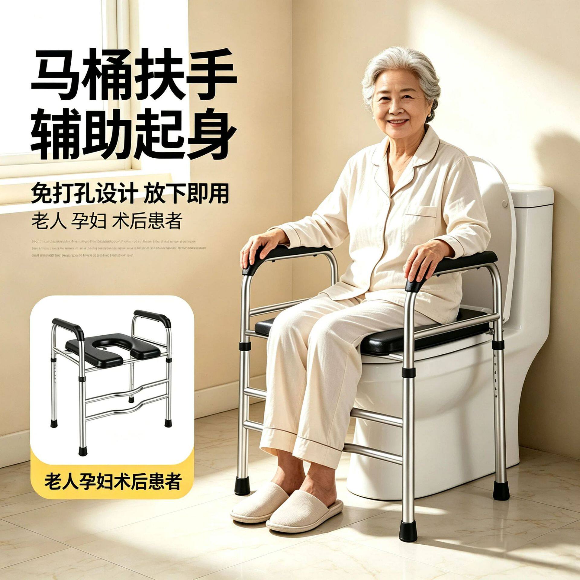 免打孔老年人马桶增高器
