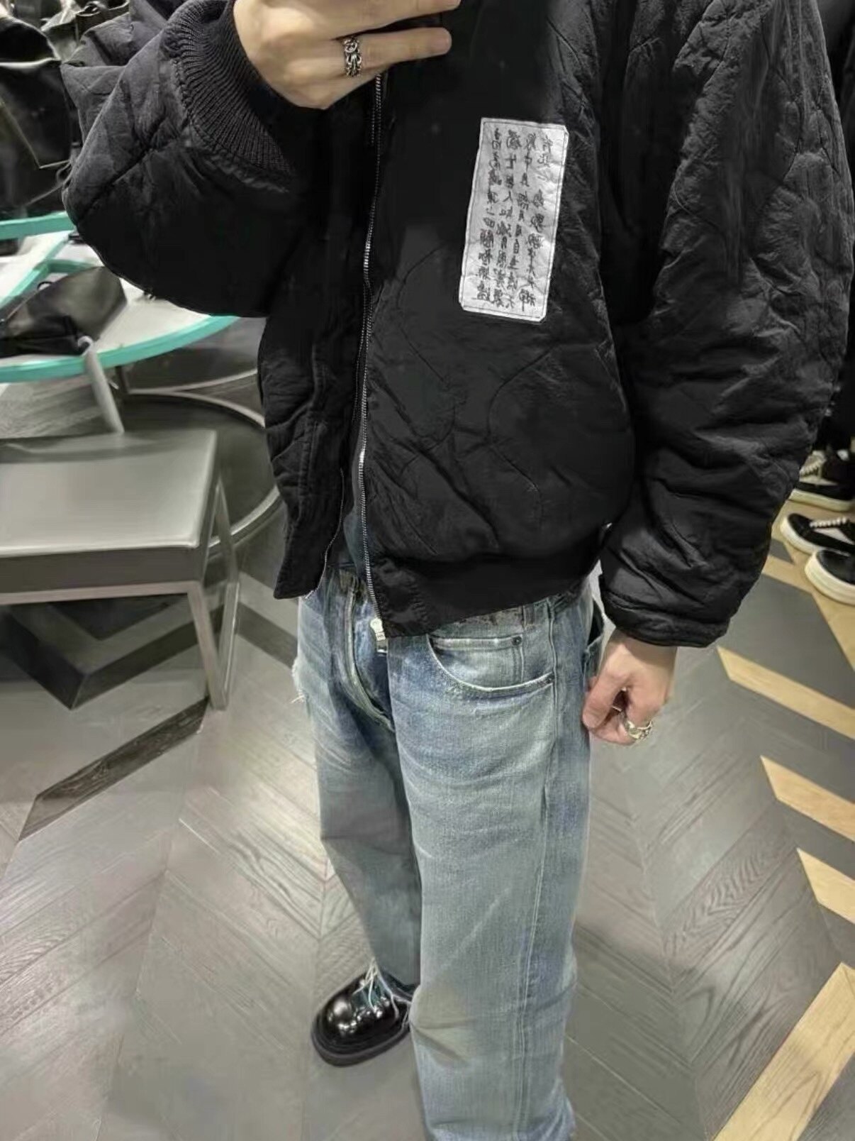 thumbnail for [Melancholy artifact] ERD poetry patch bomber double-sided cotton bomber jacket bomber heavyweight