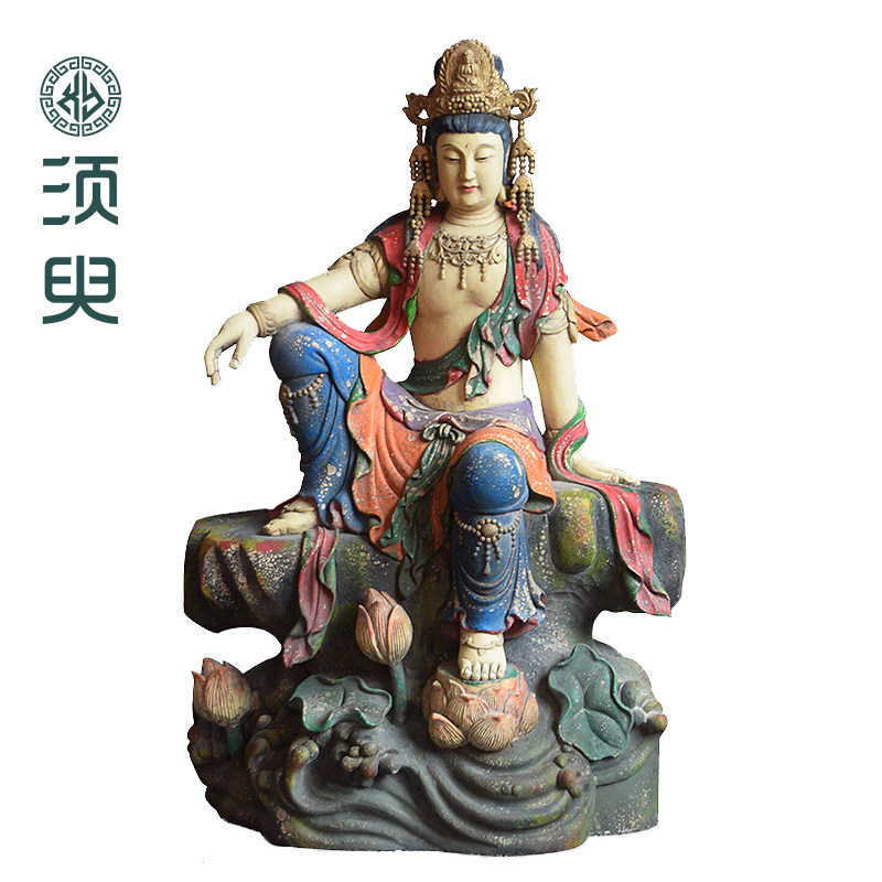 仿古自在观音木雕佛像摆件家居