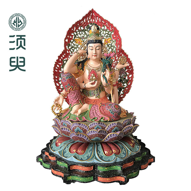 密宗木雕如意轮观音摆件