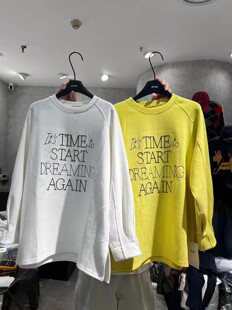 上衣 字母刺绣宽松百搭纯色中长款 简约休闲长袖 T恤女2025秋冬新款