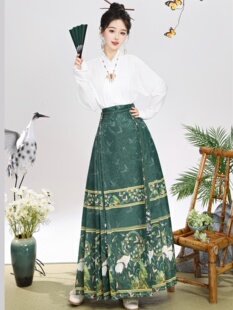 鹤鸣新款原创汉服女明制国风马面裙日常穿改良通勤新中式百搭套装