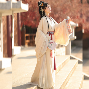 新款梦域战国袍马山楚墓复原日常直裾袍成人汉服女拖尾大放量直裾