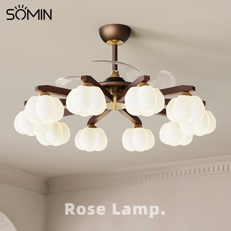 客厅风扇灯中古风新款隐形吊扇灯