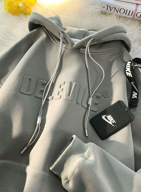 重磅硬挺340g美式慵懒chic连帽卫衣男潮牌秋冬oversize高级感外套