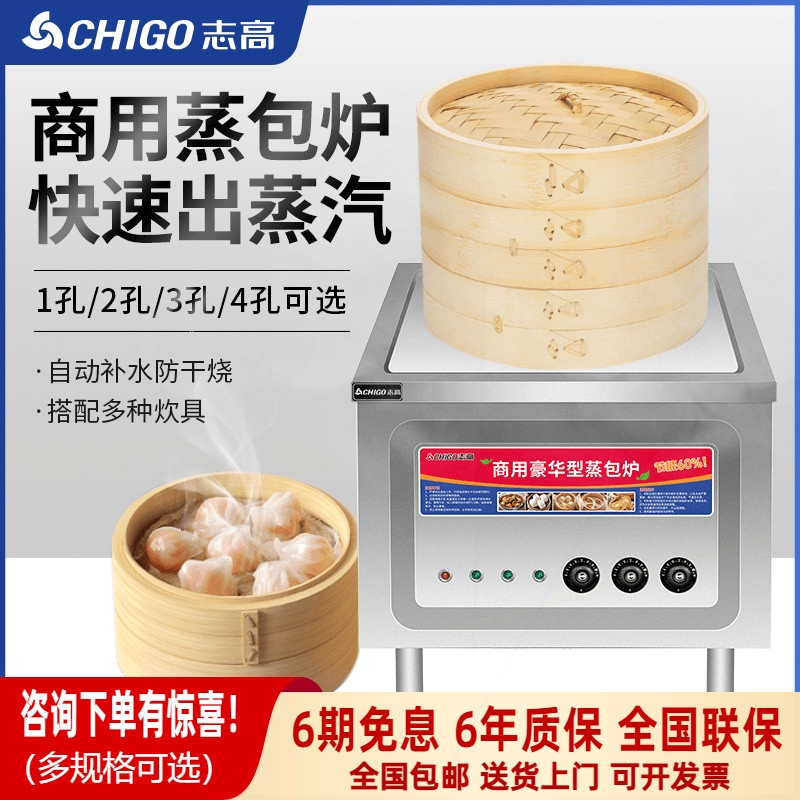 志高蒸包炉商用立式蒸炉电热燃气蒸锅蒸汽炉馒头包子蒸炉小笼包