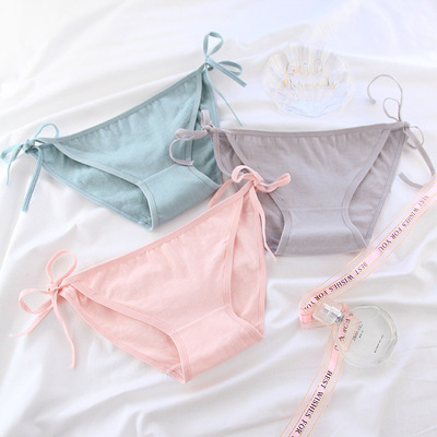 日新款上市无痕系绑带棉质低腰丁字裤系带北欧列少女内裤C0082