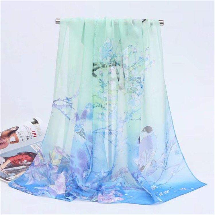 春秋季新款喜鹊报春女雪纺长丝巾小纱巾围巾礼品赠送直销