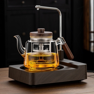 高硼硅无璃烧水泡茶家用自动上水茶具铅玻 蒸汽电陶炉煮茶器喷淋式