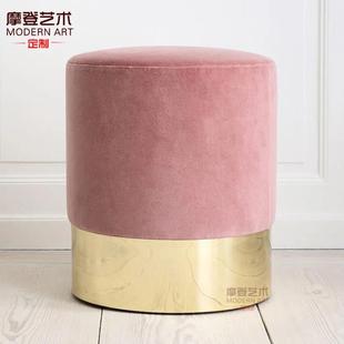 北欧布艺小圆凳 客厅矮凳茶几凳 换鞋凳圆墩子梳妆凳简易凳子创意