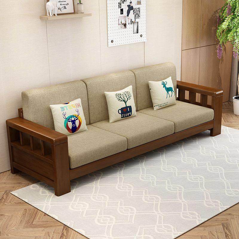 新中式实木沙发拉床组合贵妃踏转角简易多功能客厅小户型沙发床家