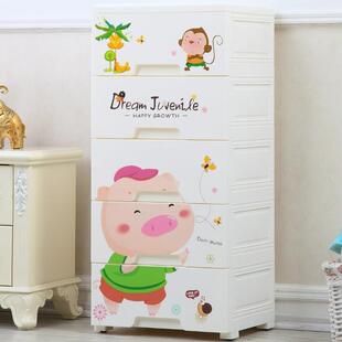 儿童衣柜收纳柜宝宝抽屉式加厚卡通塑料柜子自由组合五斗柜收纳柜