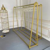 女装 服装 店展示架金色衣服陈列衣架落地式 店中岛货架网红挂衣架子