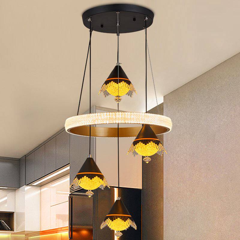 北欧现代led铁艺餐厅吊灯 家用饭厅商用吧台装饰灯遥控智能灯具