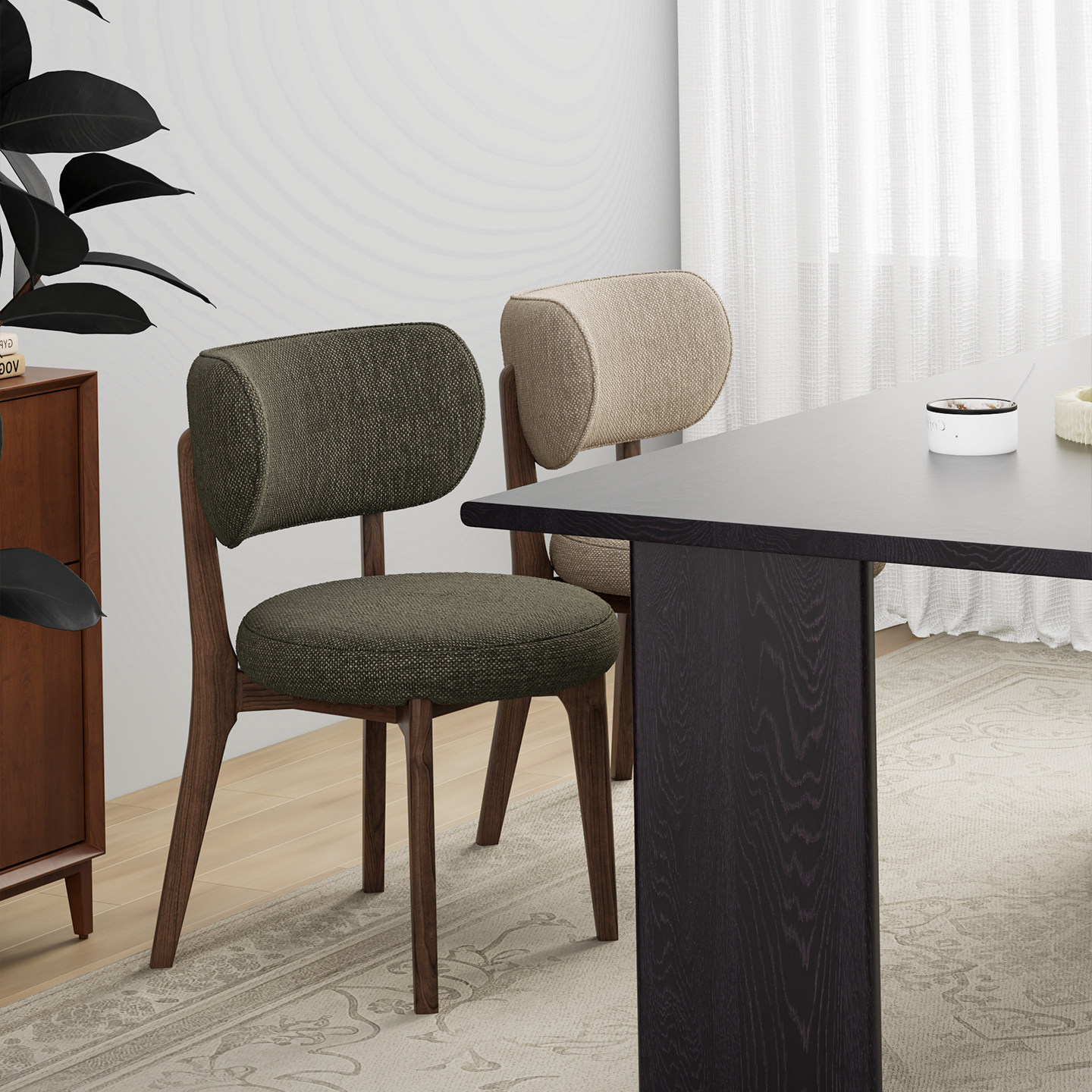 法式复古实木餐椅设计师书房靠背椅子现代家用化妆椅中古风凳子