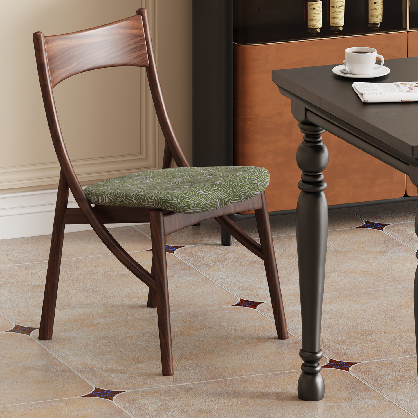 实木餐椅法式中古风客厅猫耳椅家用设计师复古化妆椅梳化妆台凳子