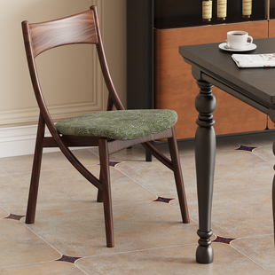 实木餐椅法式中古风客厅猫耳椅家用设计师复古化妆椅梳化妆台凳子