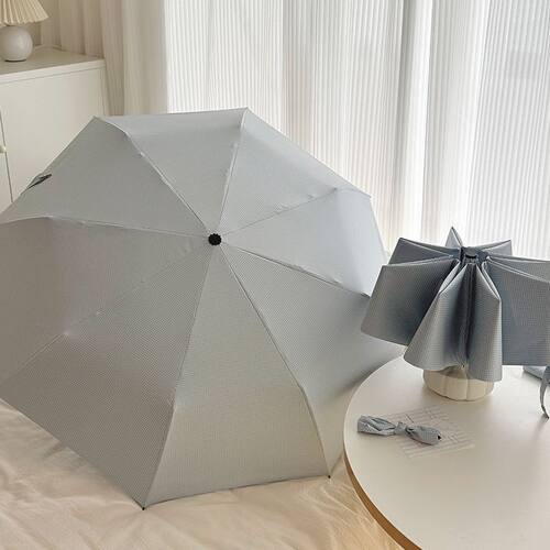 韩系ins风蓝格子雨伞三折八骨折叠自动伞防紫外线防晒太阳伞便捷