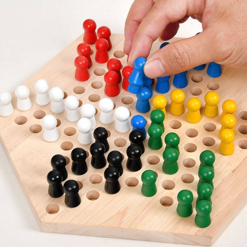 六角木质跳跳棋儿童小学生成人益智跳子棋棋盘游戏玩具