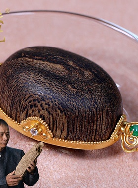 厚实饱满鸽子蛋文莱沉水吊坠挂件18k金镶嵌包边佩戴复古别致