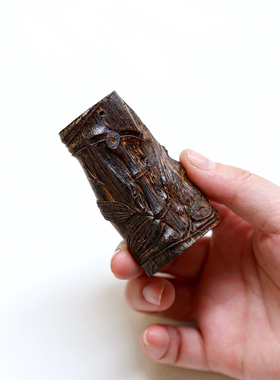 文莱沉香大规格实心沉水大料步步高升竹节文玩吊坠手把件男女适用