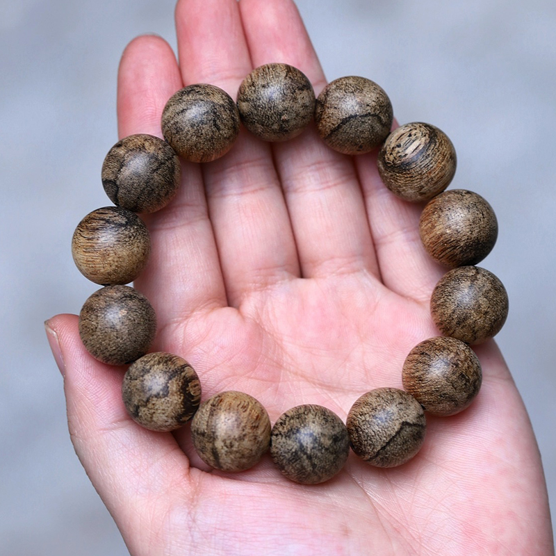 越南惠安系软丝沉香 16mm14颗单圈沉香佛珠手串保真文玩重约23克